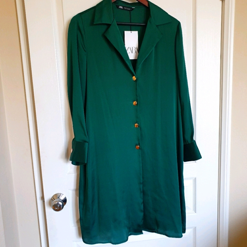 Zara Emerald Green Shirt Dress